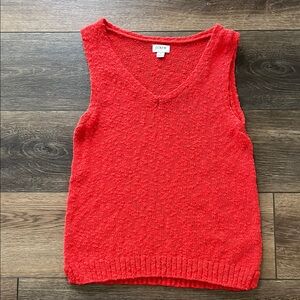 J. Crew Bright Red V-Neck Knit Tank Size S